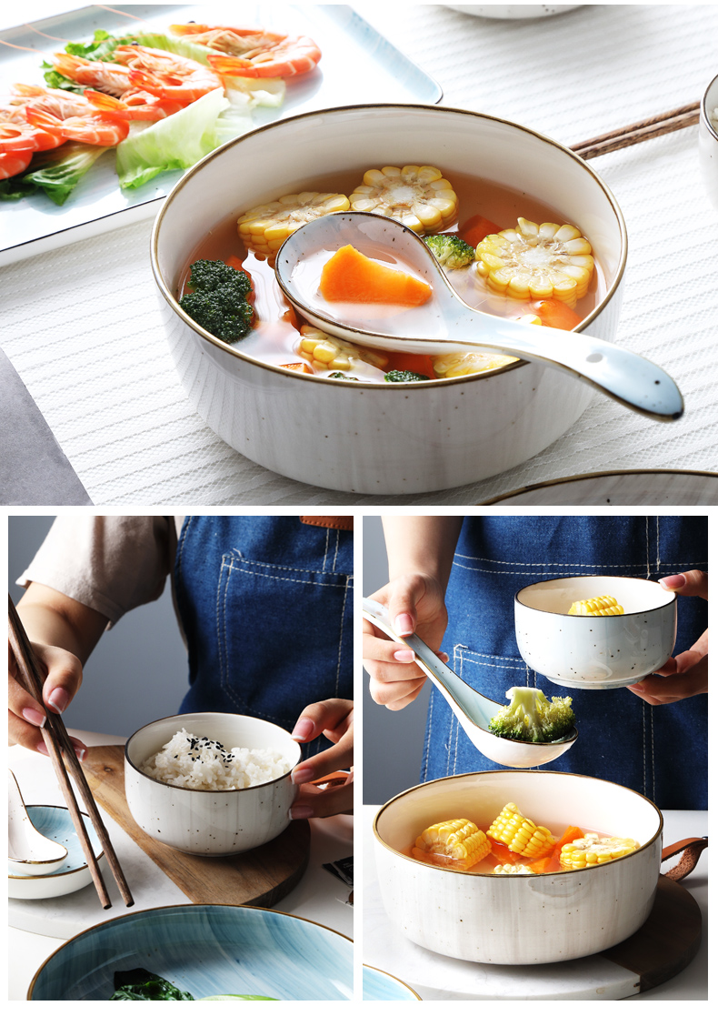 Nordic individual creative ceramic bowl bowl combination dishes soup bowl character large rainbow such as bowl bowl dish