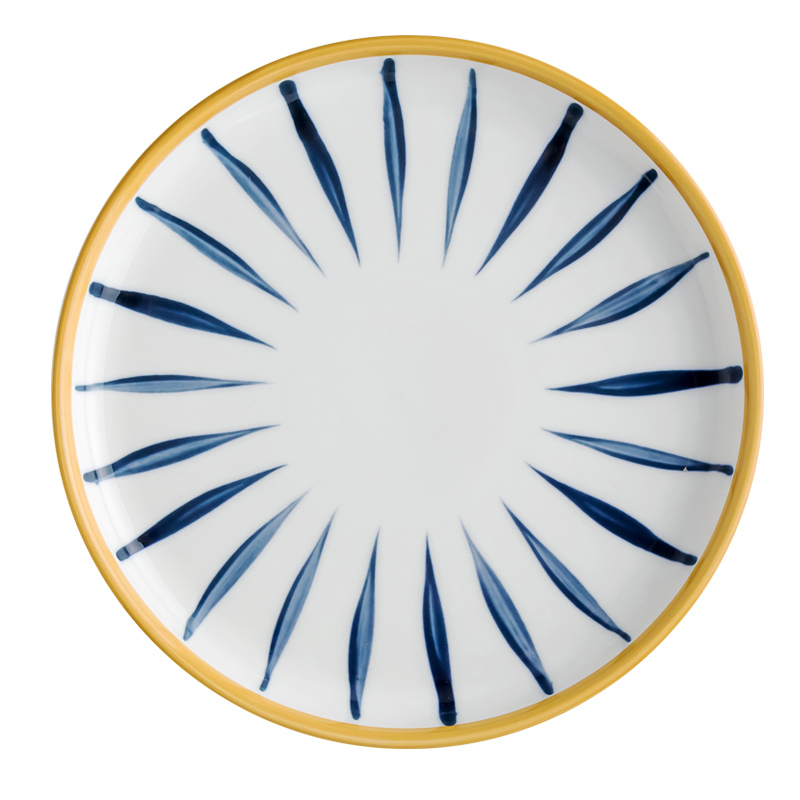 Ceramic plate contracted creative Japanese FanPan steak plate round home cooking move 7.8 inches round plate