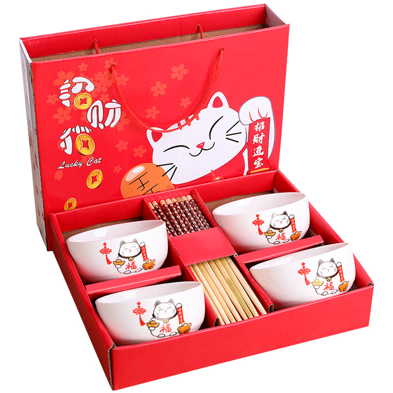 The use of a single Bowl chopsticks home eating combination to use gift set gift boxes ceramic Bowl with lovely tableware suit to use