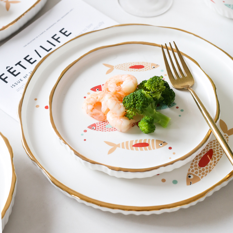 Dishes suit household ceramic bowl, lovely combination of creative jobs to use of cartoon small bowl of fresh ins plate