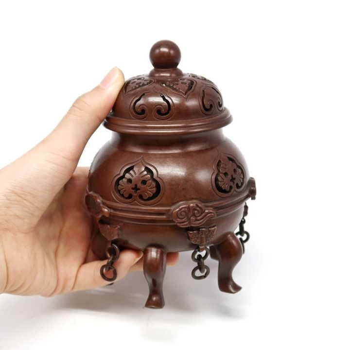 銅製 香炉 仙鶴宮灯香炉 室内檀香香炉 茶室禅意香炉 装飾品 工芸