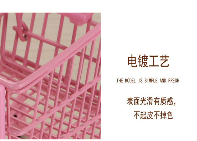 Ins girl hồng kim loại mini mua sắm mô phỏng siêu thị xe đẩy mô hình chơi nhà đồ chơi văn phòng mua đồ chơi