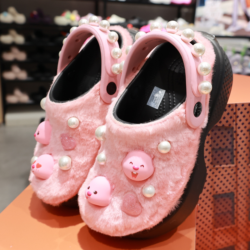 Crocs Crocs Shoes for Women, New Winter Model, Cute Ruby Snow House Warm Casual Cotton Shoes 210523