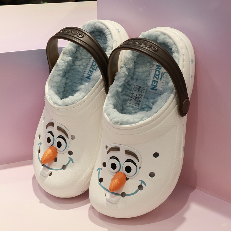 Crocs Children's Shoes Frozen Olaf Boys and Girls Flat Plush Warm Cotton Slippers 210234
