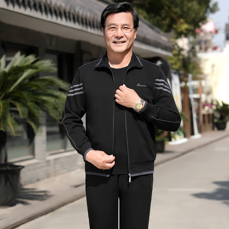 Middle - aged sports suit male spring autumn 2021 new dad autumn casual sportswear men three pieces