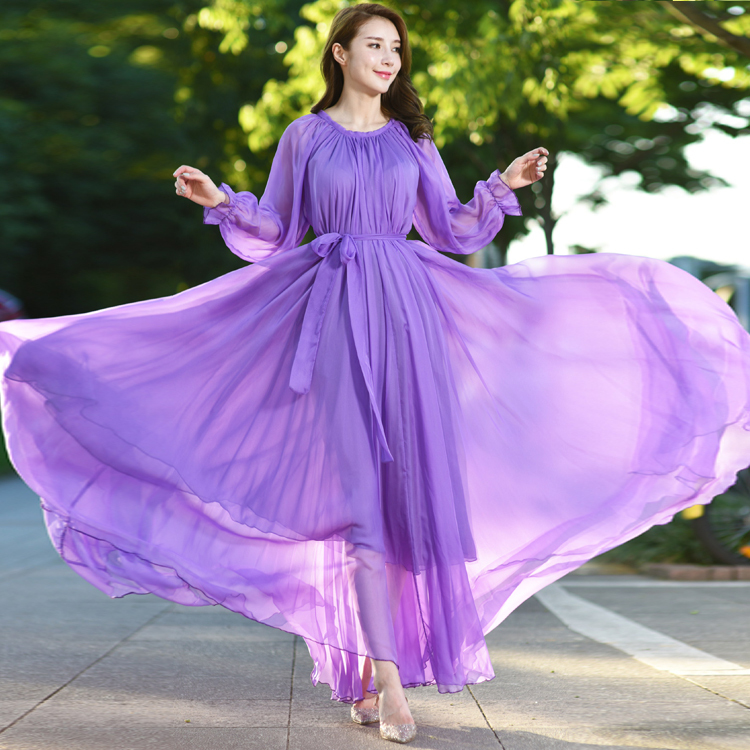 Dress for Desert Travel Photoshoot, Ankle-Length Dress, Plus Size Slimming Beach Dress, Women's Summer Seaside Vacation Flared Dress