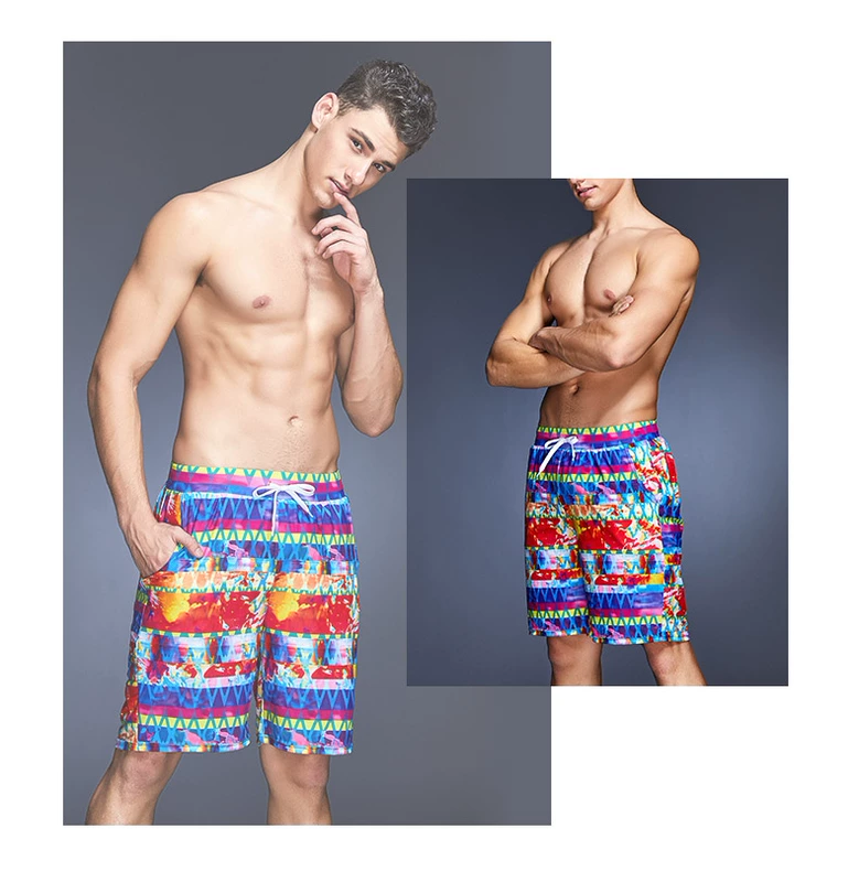 Quần bơi Trumpet Quần đi biển Quần lửng nam khô nhanh Kích thước lớn Beach Holiday Bơi Quần bơi năm điểm Quần nam