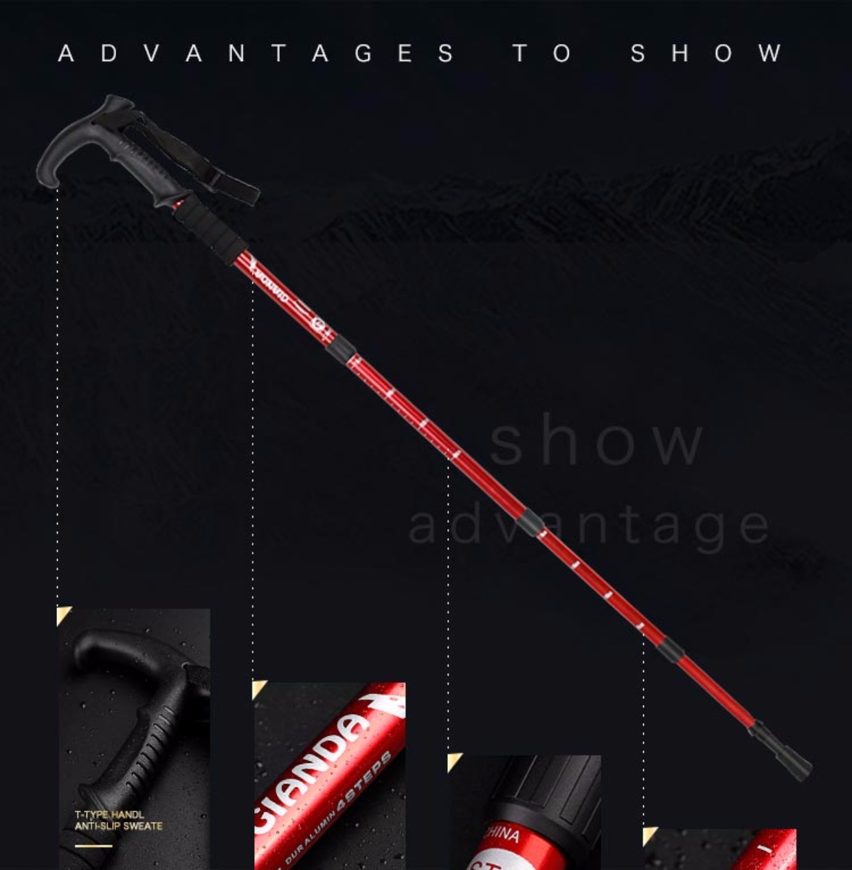 Newcastle ngoài trời không carbon gấp đa chức năng trekking cực trekking hợp kim titan siêu nhẹ ngắn ông già đi bộ - Gậy / gậy gậy chống người già