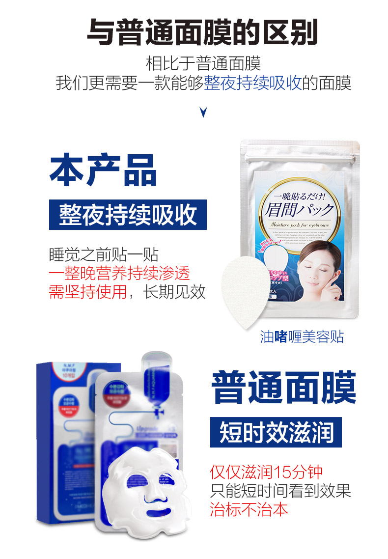 Nhật Bản dưỡng ẩm ban đầu dưỡng ẩm cho đôi mắt phai màu từ dán 2 gói lên trán nếp nhăn làm đẹp mặt nạ dán - Mặt nạ các loại mặt nạ trắng da