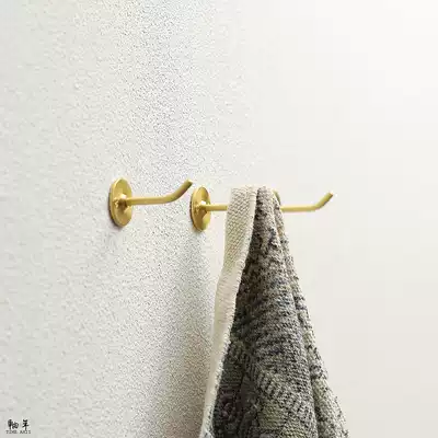 Axis year Nordic retro brass coat hook creative study wall door back clothes hook living room bathroom adhesive hook