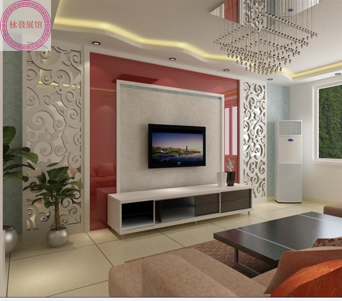 Density board through flower carved screen Solid wood lattice entrance partition background wall size can be customized