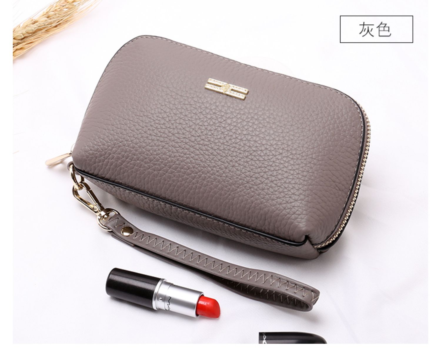 Huahuagong trẻ em túi xách da chính hãng mới ly hợp túi xách nữ lớp đầu tiên da bò thời trang ví tiền điện thoại di động túi - Ví tiền bóp da