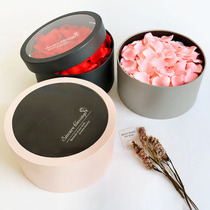 Single transparent round box Tanabata flower packaging gift box round window box high-grade rose box bouquet packaging