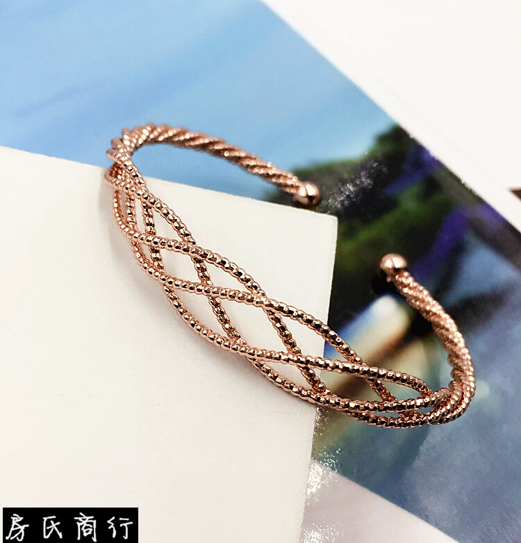 Nhật Bản và Hàn Quốc đơn giản cá tính vòng đeo tay kim loại phiên bản rộng phóng đại vòng đeo tay vài cặp thời trang Hàn Quốc mở vòng tay nữ trang sức thạch anh tóc đỏ