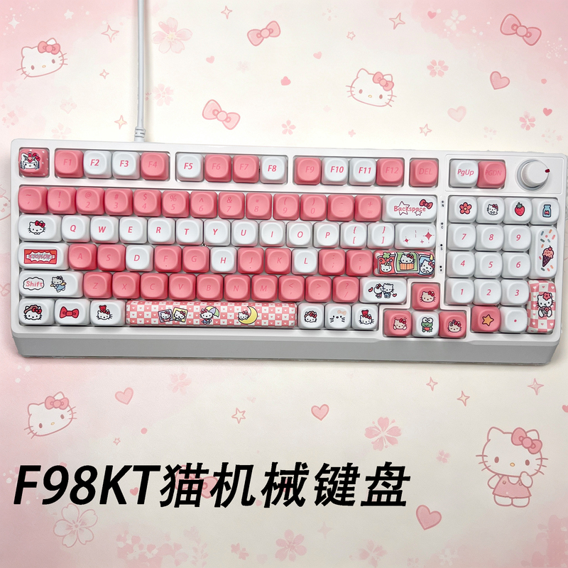 F98 Cute Kt Cat Computer Peripheral Office Gaming High-Quality Wired Mechanical Keyboard Blue Switch Red Switch F98 Cute Kt Cat Computer Peripheral Office Gaming High-Quality Wired Mechanical Keyboard Blue Switch Red Switch