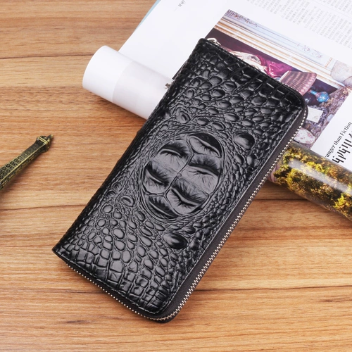 Мужской длинный бумажник с молнией, кожаная сумка с петлей на руку, кошелек, мобильный телефон, маленькая сумка клатч, крокодиловый принт