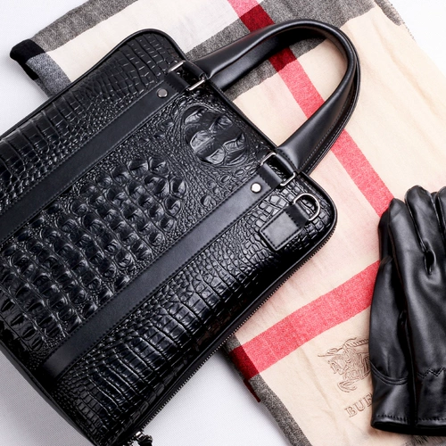 Портативная сумка на одно плечо для отдыха, крокодиловый принт, из натуральной кожи
