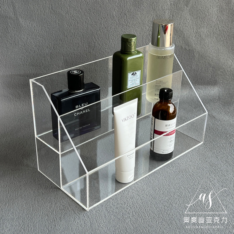 Acrylic makeup storage shelf skin care product display large-capacity desktop multi-layer ladder-type display rack shelf
