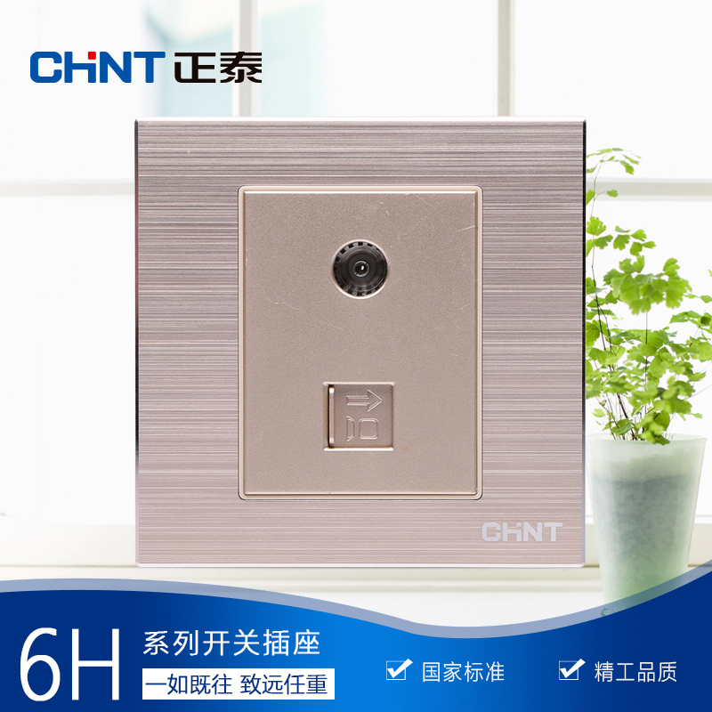 Positive Tai switch socket 86 type Como NEW6-H21202 6H90112 TV computer socket light champagne