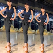 JIA DANCE Latin dance new jumpsuit female halter neck halter Latin pants loose thin chest pad R45