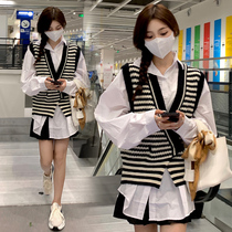 Pregnancy Woman Dress Autumn suit net Red fashion Out Fall Blouse Blouse Shirt Spring Autumn Dress Long Sleeve Horse Chia two sets