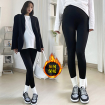 Pregnant woman shark skin whipped bottom pants autumn winter clothing 90% yoga pants outside wearing fashion plus suede thickened spring-autumn Barbie trousers