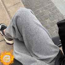 Pregnant Woman Pants Winter Plus Suede Thickened Outwear Casual Female Autumn Winter 2021 New Winter Chenille Broadlegged Pants Winter Clothing