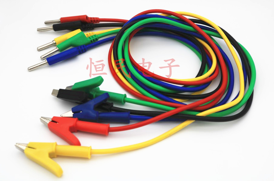 High temperature and high pressure resistant clips to 4MM plug lines Silicone Wire Crocodile Clips Transbanana Inserted Test Line 1 m