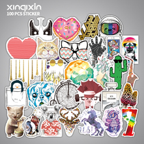 100 patterns do not repeat small fresh suitcase stickers Suitcase skateboard Guitar notebook waterproof stickers