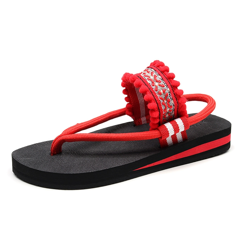 Bãi biển flip-flops nữ Waichuan 2020 thời trang mới nghỉ gió quốc gia dép lười biếng nửa trượt phẳng 