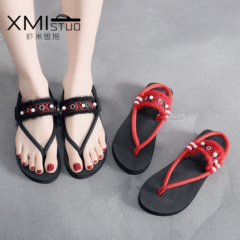 Flip-flops nữ thời trang mùa hè dép mặc bên ngoài gió quốc gia hoang dã ven biển bãi biển trượt dép lật phẳng 