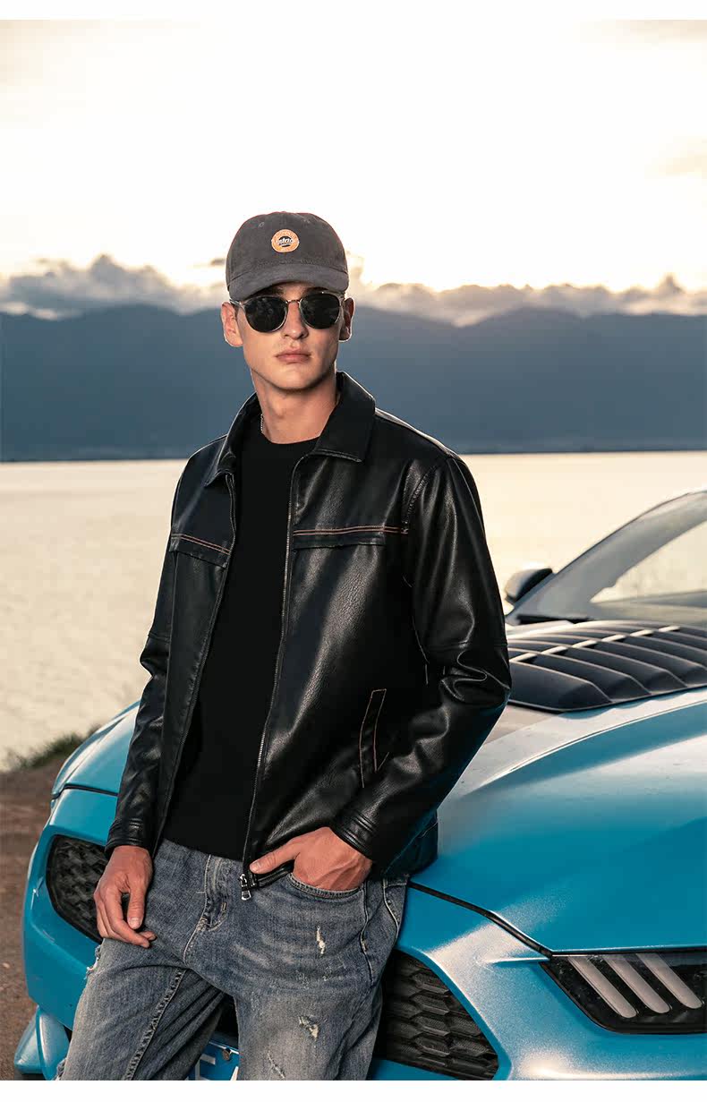  рысь  Yingjuele тенденция красивый черный ход воротник кожаная одежда школьник локомотив Кожа куртка пальто молодежь весна куртка        