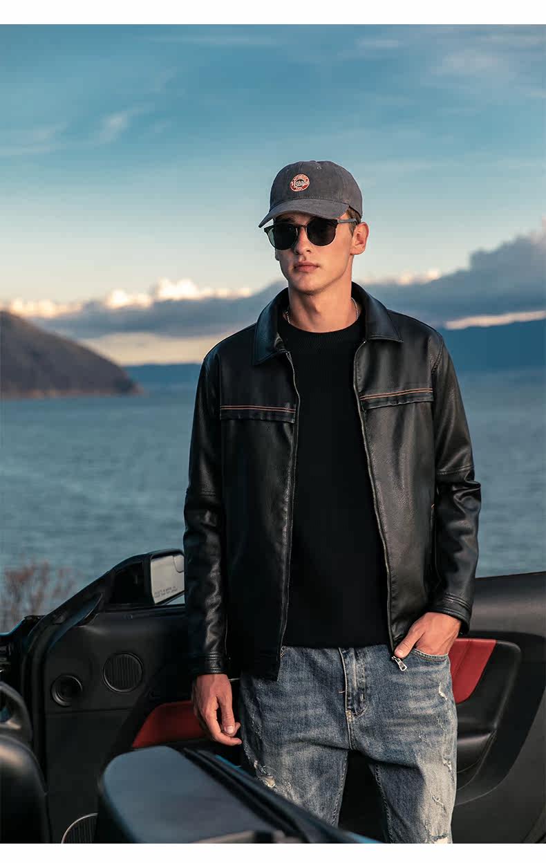  рысь  Yingjuele тенденция красивый черный ход воротник кожаная одежда школьник локомотив Кожа куртка пальто молодежь весна куртка        