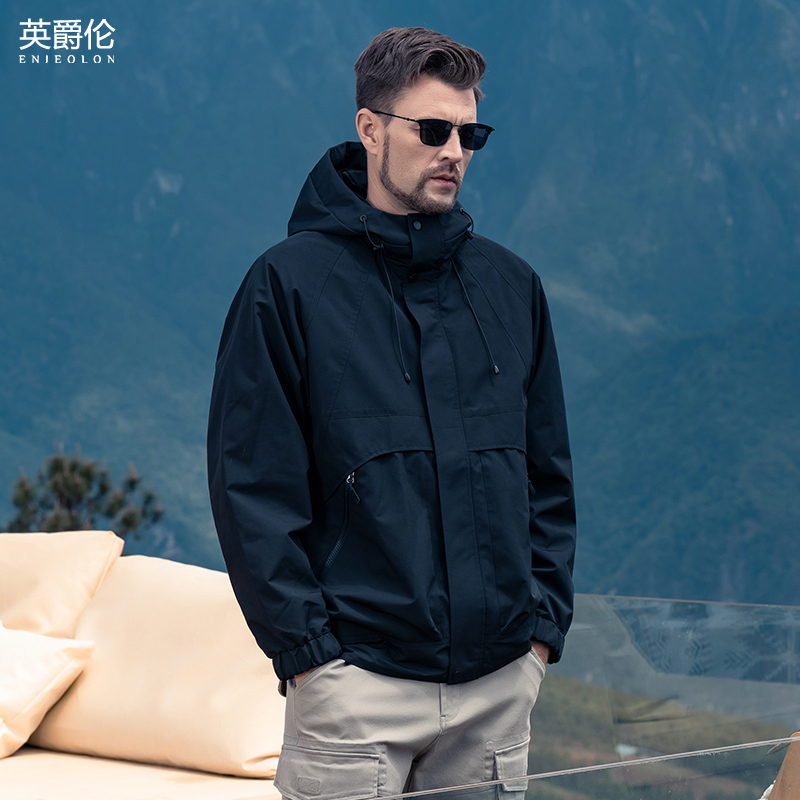 Yingjulun メンズ カジュアル フード付き ジャケット 春秋 アウトドア ワークウェア アサルトジャケット 秋 スポーツ 防風 トップス