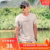 British Jue Lun Ice Cotton Short Sleeve T-shirt Mens 2021 New Creative Print Half Sleeve Trend Joker Youth Top