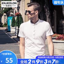 British Jue Lun summer new mens stand collar slim short sleeve polo shirt European and American simple door collar half sleeve t-shirt