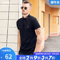 Retro mens casual polo shirt short sleeve lapel Paul shirt embroidery national tide polo shirt mens T-shirt top