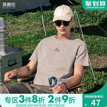 British Royale Heavy Cotton Mens Short Sleeve T-Shirt Tide Brand Simple Print Half Sleeve T-Shirt Youth Crew Neck Top