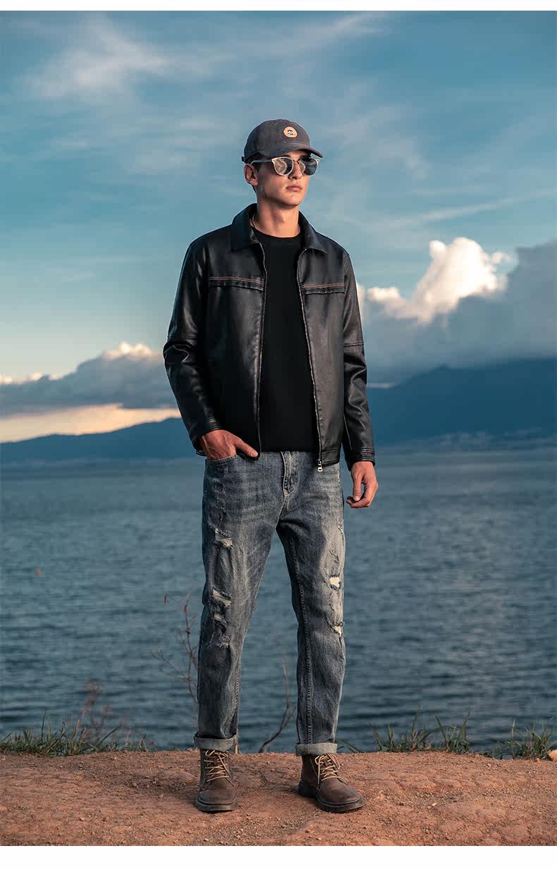  рысь  Yingjuele тенденция красивый черный ход воротник кожаная одежда школьник локомотив Кожа куртка пальто молодежь весна куртка        