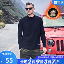 British Jue Lun plus velvet padded men long sleeve T-shirt autumn and winter solid color half high collar mens base shirt coat tide