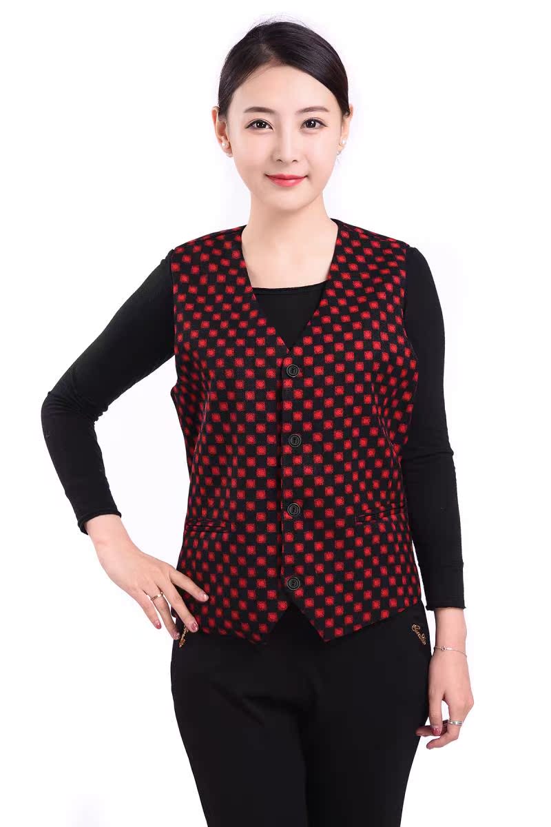 Áo vest nữ trung niên mùa xuân và mùa thu mỏng phần mẹ ngắn không có cổ áo mới size lớn cộng với áo vest béo bà béo gile vest nữ