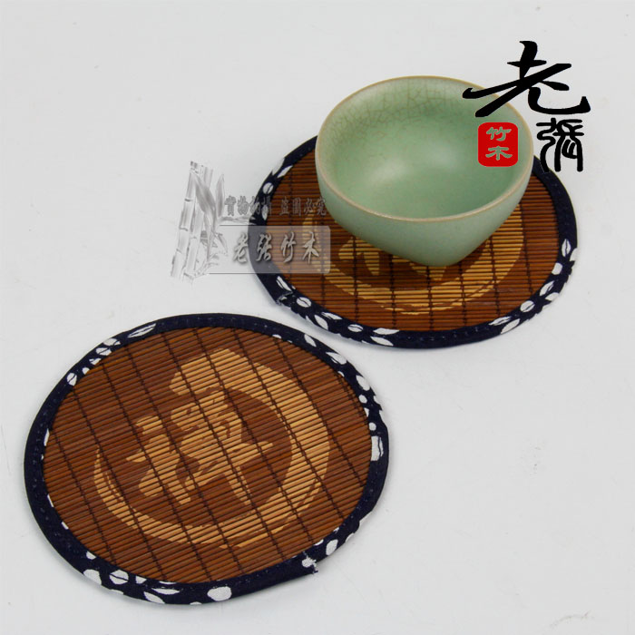 Bamboo Silk Cup Mat Melan Bamboo Chamomile Bamboo Silk Cushion Round Tea Cup Mat Brown Cup Mat Brown Chai Tea Road Accessories Brown Cushion