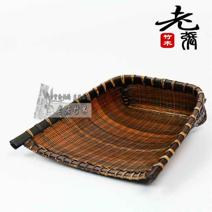 Bamboo Dustpan Bamboo Chicked Tea Dot Melon basket containing basket High-end Basket Boutique Antique Bamboo-shaped Dustpan Collection Double-sided Fine Weaving