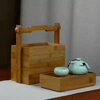 Bamboo Wood Japanese tea set storage box multifunctional tea tray bamboo basket travel tea set set portable box tea ceremony accessories