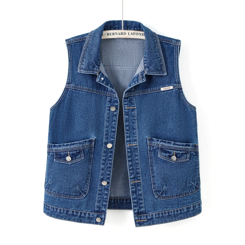Dark Blue Large Size Denim Vest for Women 2026 Spring and Autumn New Style Loose Casual Versatile Outerwear Vest Top