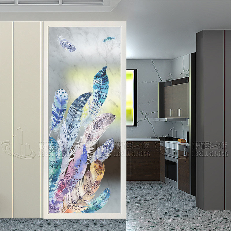 Modern minimalist art glass screen partition wall frosted decoration double-sided light-transmitting cabinet porch bedroom Nordic