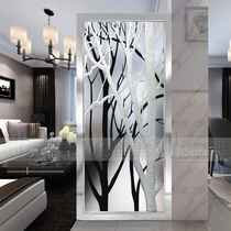 Custom art glass screen partition wall Living room entrance door Translucent frosted process tempered double-sided Ruyi tree