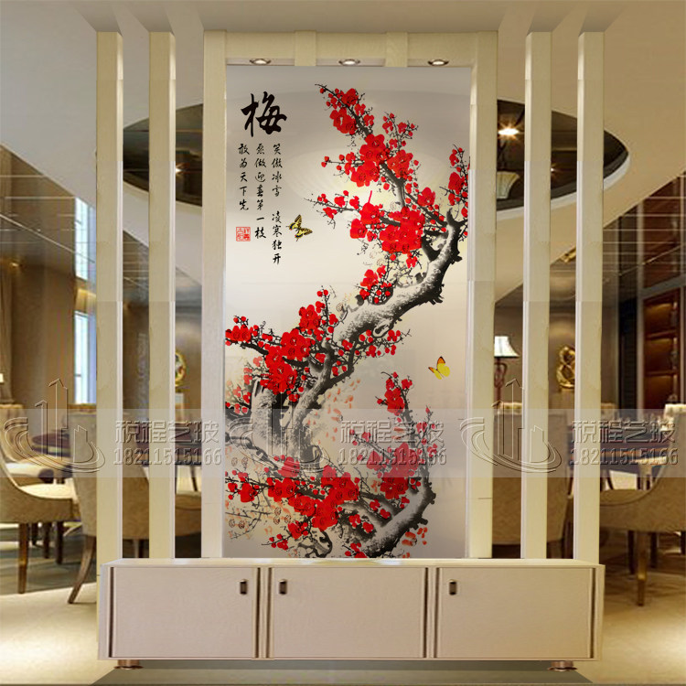 Art Glass Modern Minimalist Screen Partition Wall Living-room Living Room Small Family decorative screen Double-sided starter Xuan Plum