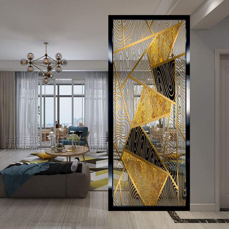 Custom-made art glass screen partition matte translucent double-sided effect European style porch background simple and modern