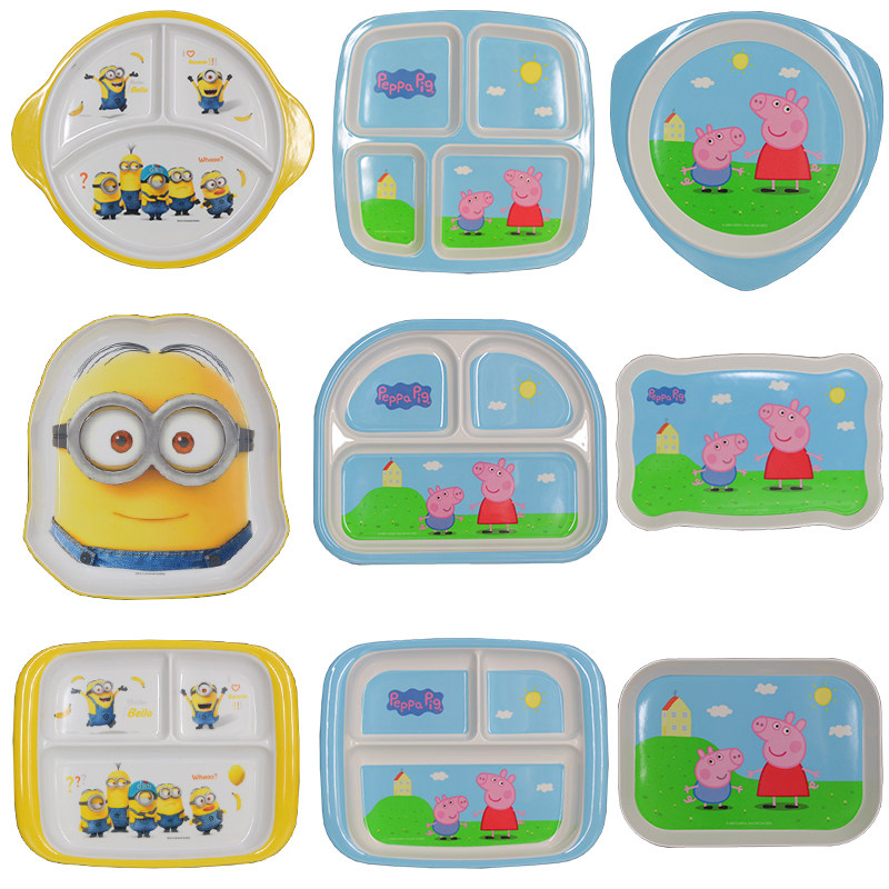 Children's cutlery set baby bowl cartoon cute little yellow man melamine imitation porcelain anti-drop household creative dining bowl